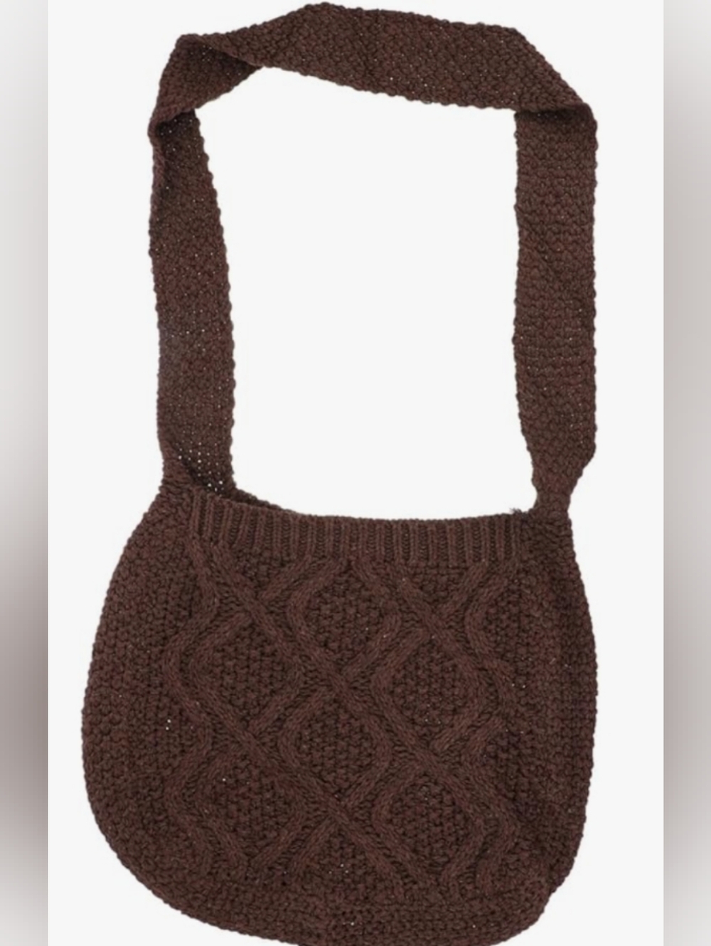 Brown Woven Crochet Messenger Bag for Women Retro Crossbody Shoulder Bag